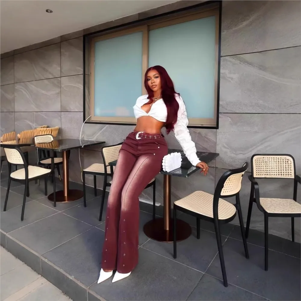 2026 Spring Retro Jeans For Woman Jean Nail Hole Women' S Pants Street Style Hot Girl Y2k Clothing Slim Fashion Trendy All-match