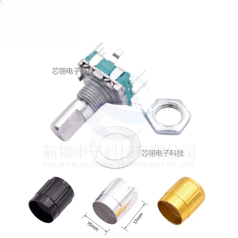 5PCS/LOT 20 Position 360 Degree Rotary Encoder EC11 w Push Button 5Pin Handle Long 15/20MM With A Built In Push Button Switch