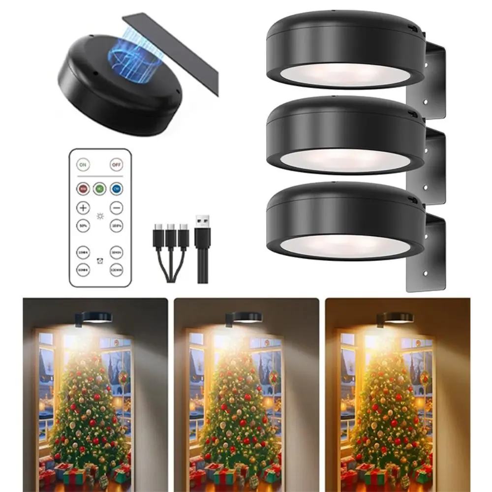 

1/2/3Pcs Wall Mounted Magnetic LED Light No-Drill Rechargeable Wireless Picture Light Adjustable Timer Dimmable LED Wall Lamp