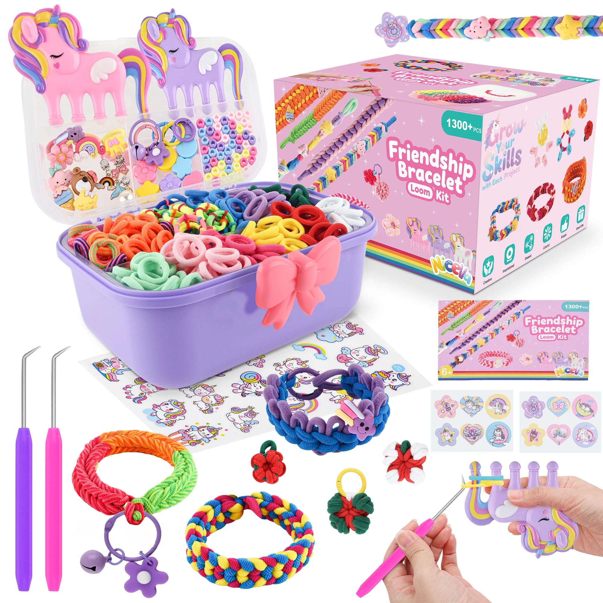 

Bracelet Making Kit for Girls 8-12,1200+ Rubber Band Friendship Bracelet Loom Kit for Kids DIY Toysg Creative DIY Set