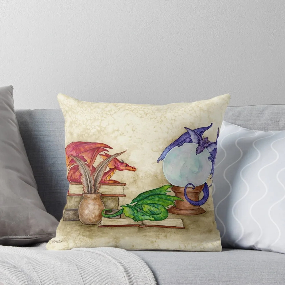 

Dragons In The Library Throw Pillow Cushions Cover Cushions For Sofa pillow