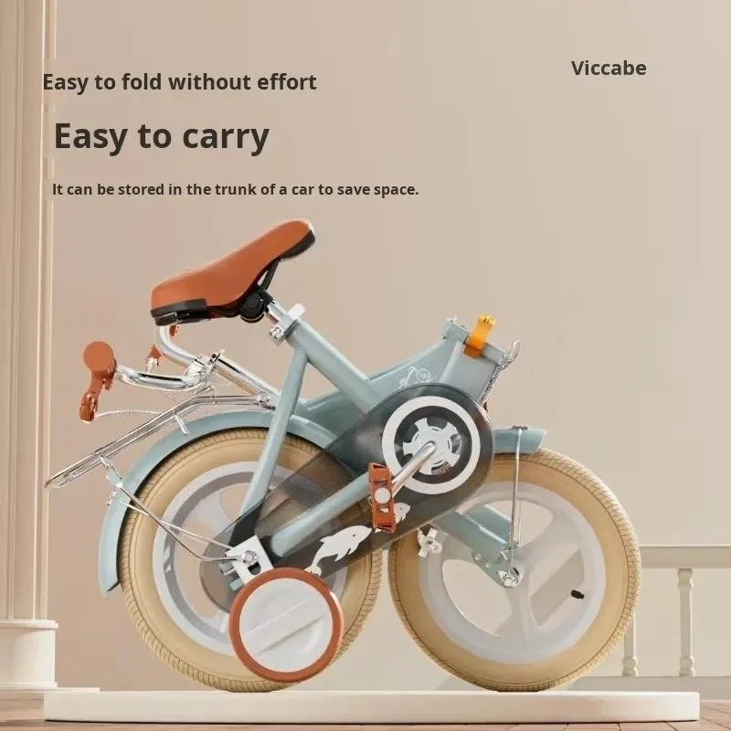 Foldable Children Bicycle for Girls Boys 3-10 Years High Carbon Steel Frame Training Wheels Basket 12 14 16 18 Inch Kids Bike view 3