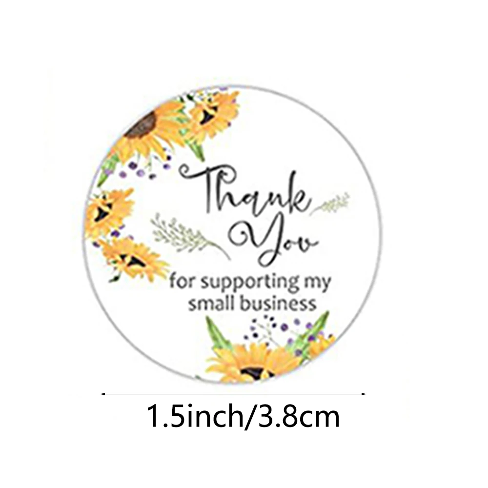 500pcs/Roll Sunflower Thank You Business Sticker Labels Roll Customer Appreciation Gift Seal Label Sticker