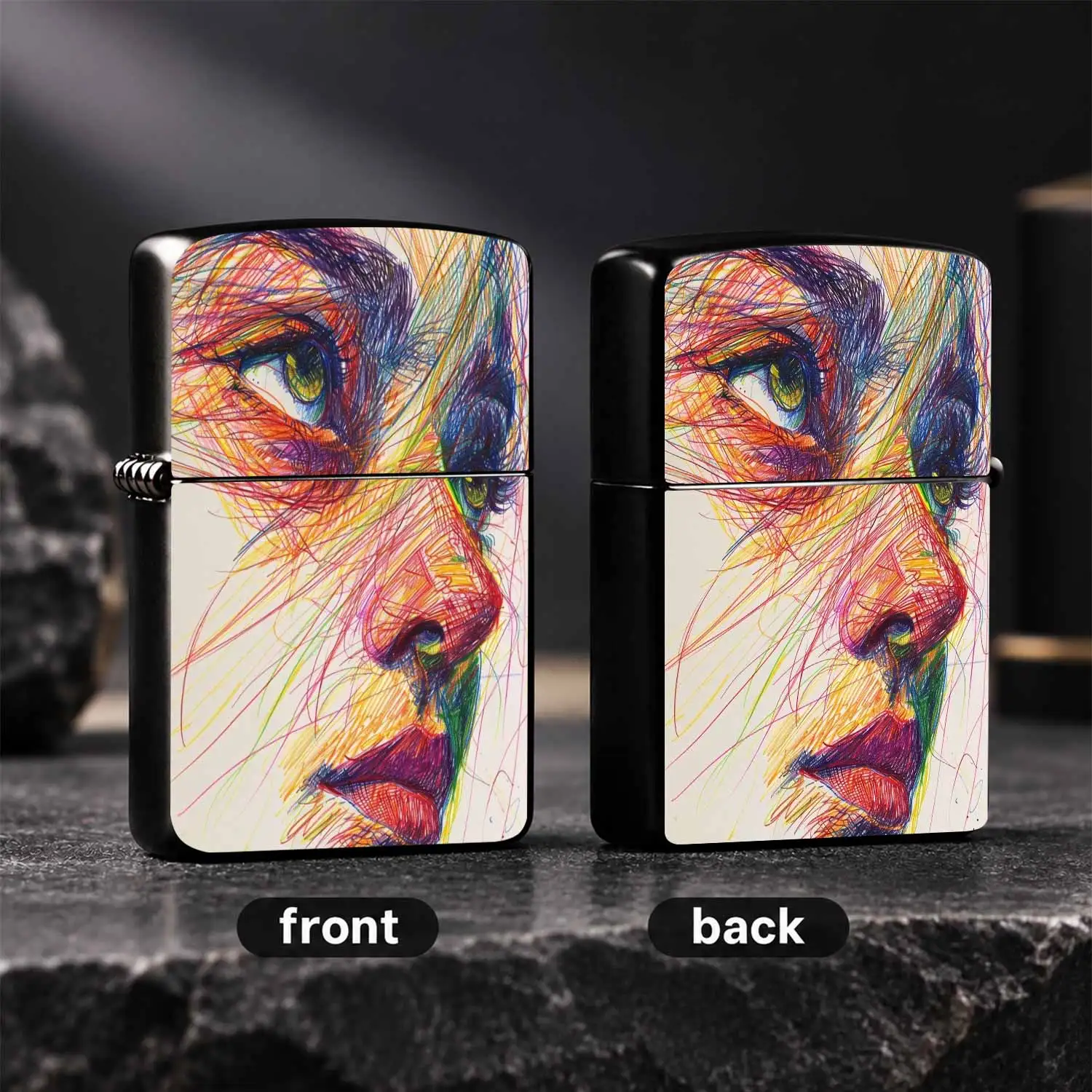 Creative Colorful Line Art Portrait Sketch Lighter, Artistic Hand-Drawn Style Human Face Pattern Tool, All-Scenario Applicable Portable Daily Accessory, Trendy Artistic Desktop Carry-Around Item, Ideal Present For Festival, Party, Gathering