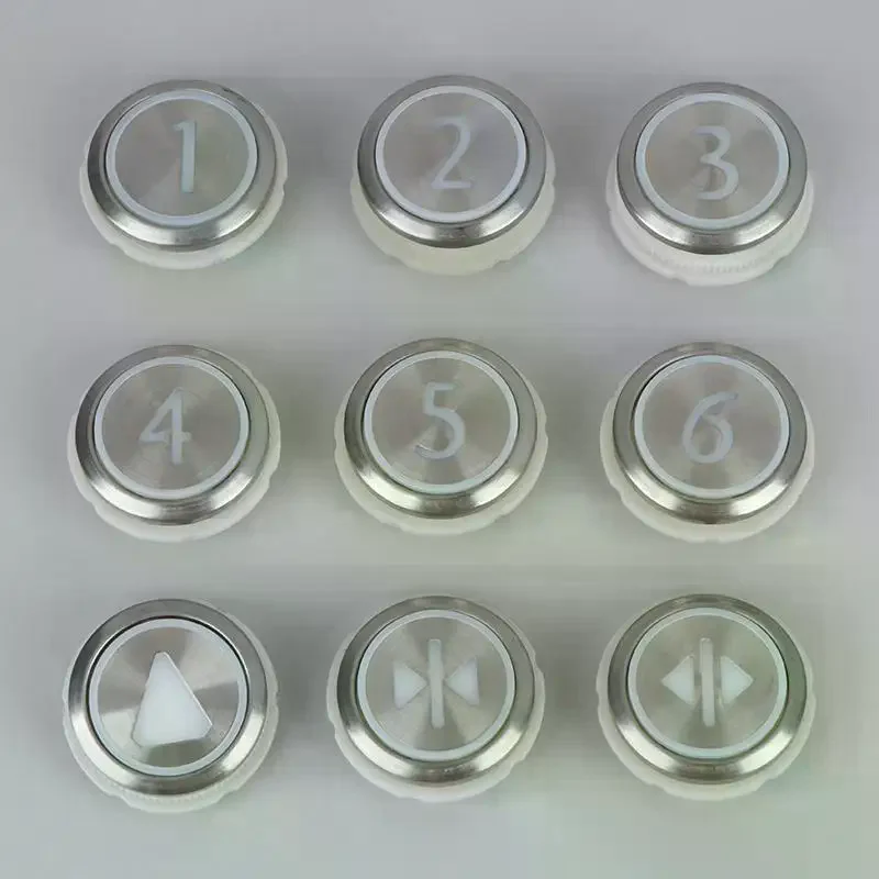 أزرار المصعد لأزرار المصعد المستديرة المصنوعة من الفولاذ المقاوم للصدأ / أزرار رقمية 1-6 / أزرار لأعلى / تشغيل / إيقاف #1