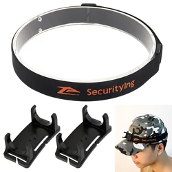 SecurityIng Elastic Headband Adjustable Headlight Strap for 22-26mm Torch Headlight with 2pcs Headlight Bracket, Head Lamp Strap