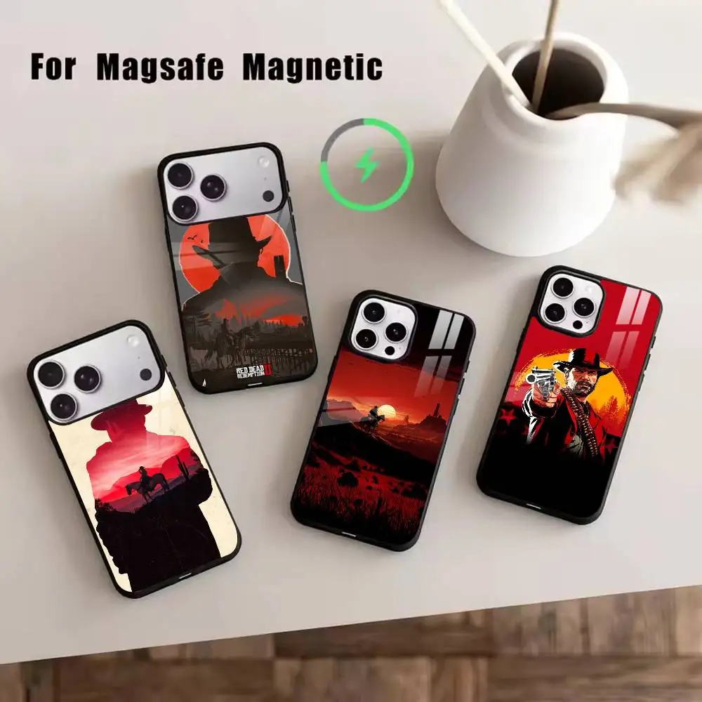 

game of the-Red Dead Redemption 2 Phone Case For iPhone17,16,15,14,13,12,11 Plus,Pro Magnetic For Magsafe Wireless Charging