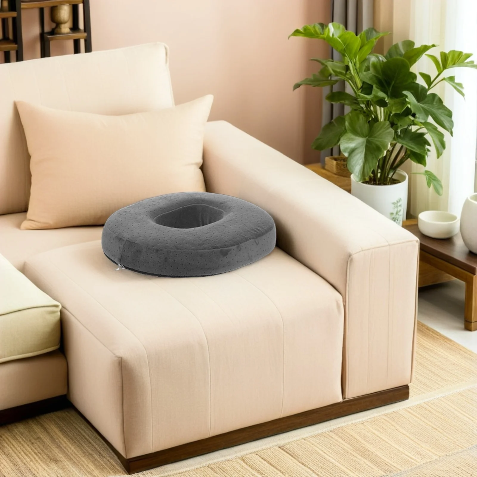 

Memory Foam Seat Cushion 13.76"X16.9" Oval Donut Pillow For Tailbone Support Portable Chair Pad Replacement Breathable