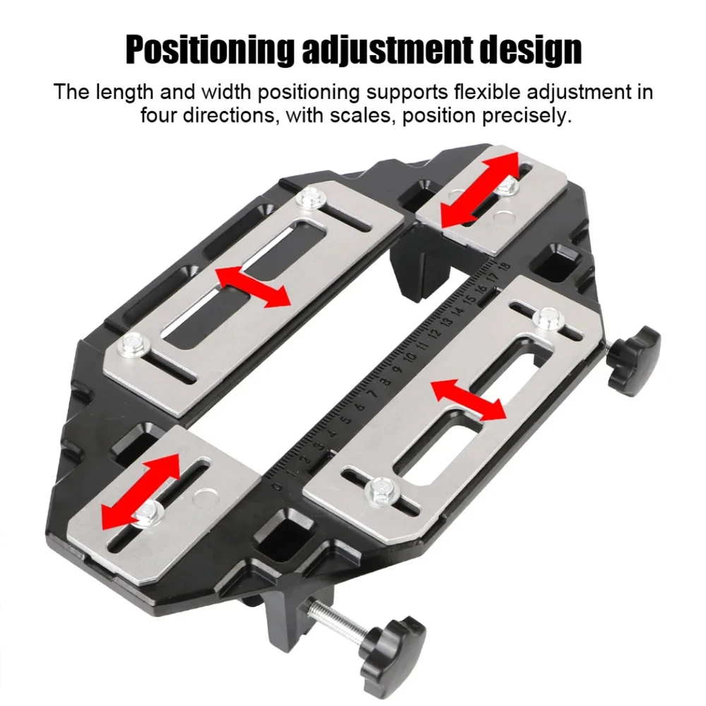 Woodworking Slotting Locator W/ Router Bit Aluminum Alloy Hinge Slot Hole Positioner Lock Guide Plate Slotting Opener Jig Holder