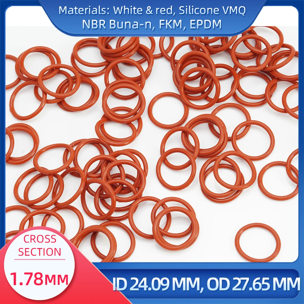 O Ring CS 1.78mm ID 24.09 mm OD 27.65 mm Material With Silicone VMQ NBR FKM EPDM ORing Seal Gaske