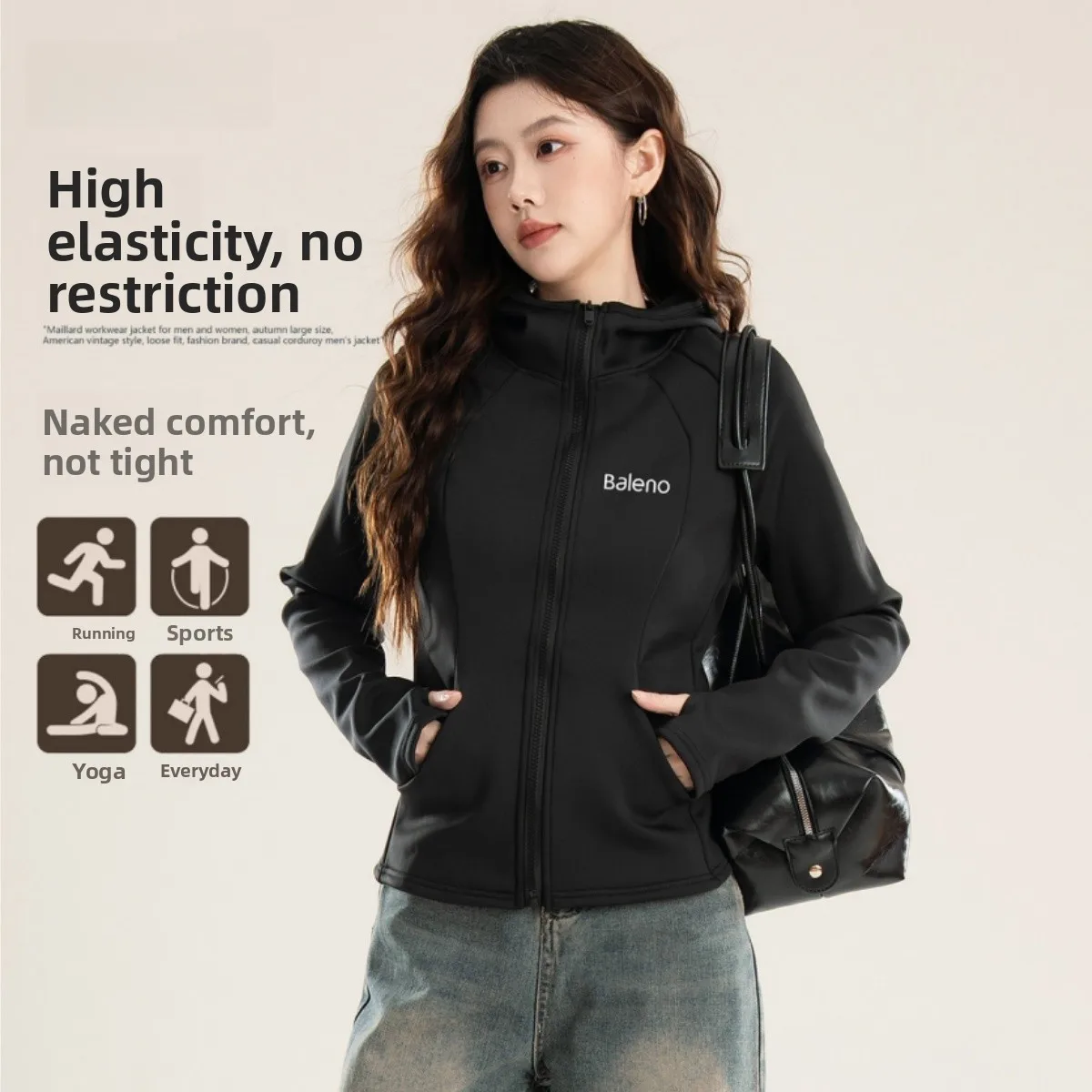 

Bal Spor Fce Lined Hooded Jaet Autumn Winter Fitn Outerwear ort Sle Polyester Spandex Casual Wear