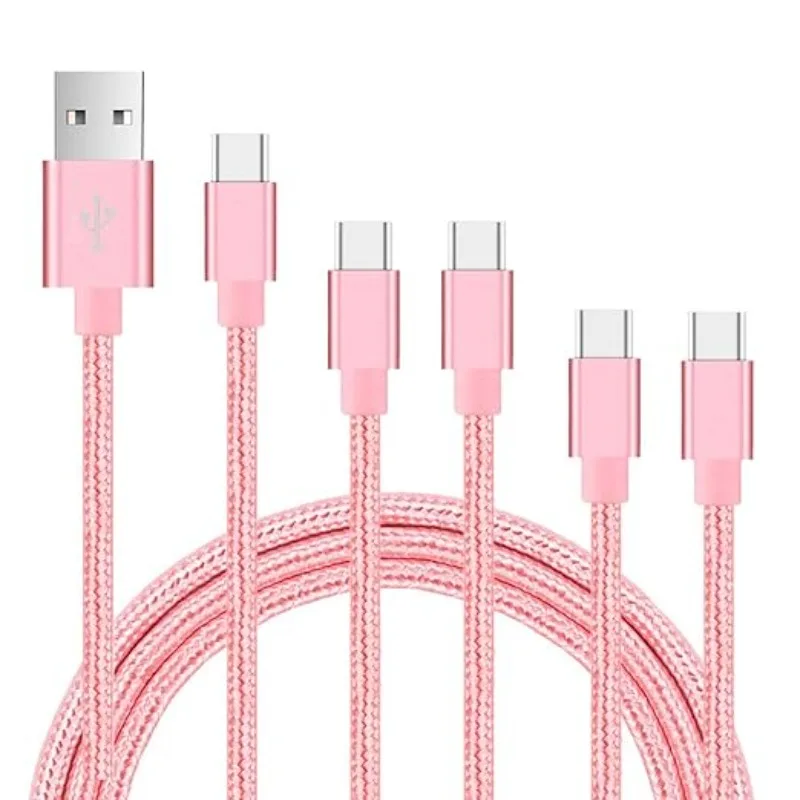 5pcs  2.4A USB Type C Cable  Fast Charging Nylon USB Cable For Galaxy S10 S9 Note 9 Note 8 Plus,LG V30 G6 G5 V20