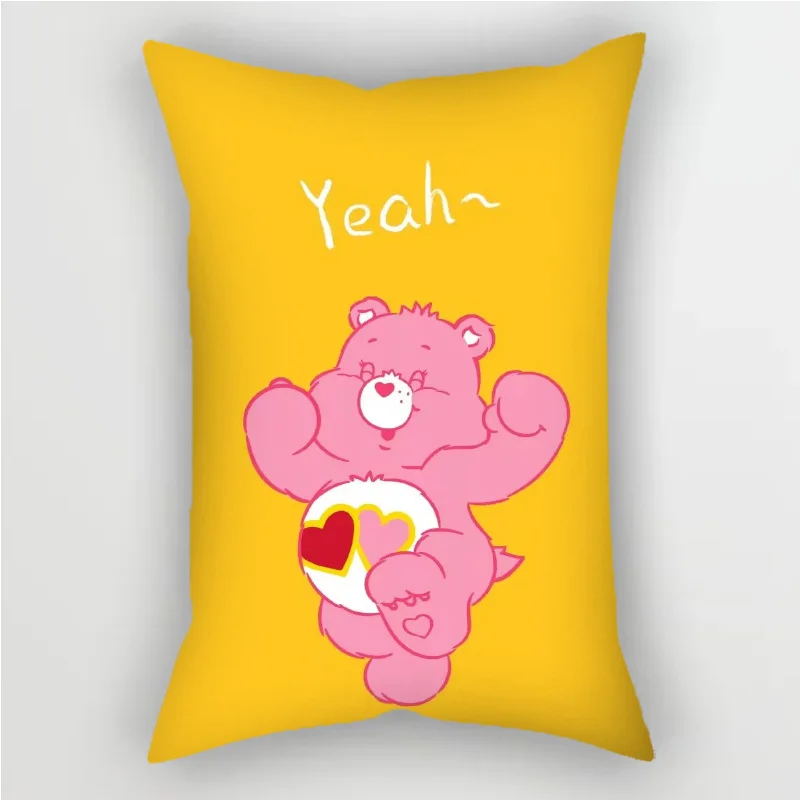 Miniso Care Bears Cute Cartoon Rainbow Bear Rectangular Lumbar Pillow Sofa Bedside Decoration Room Back Cushion Lumbar Pillow