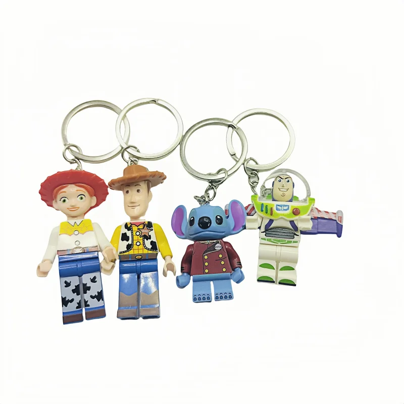 Cartoon Stitch Buzz Lightyear Woody Cute Cartoon Character Keychain Kawaii Bag Accessories Anime Pendant Holiday Gift Wholesale