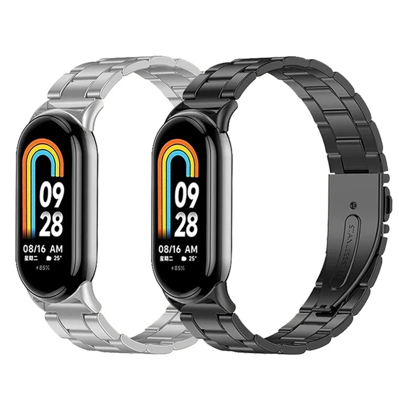 Para xiaomi mi banda 8 9 nfc cinta laço magnético para xiaomi banda inteligente 8 9 pulseira de metal correa banda 8 pulseiras aço inoxidável