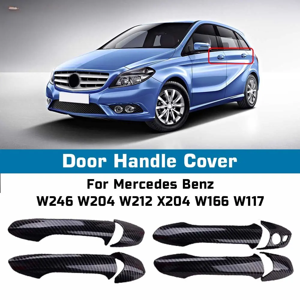 Car Decoration Door Handle Cover For Mercedes Benz W246 W204 W212 X204 W166 W117 Cars Accessories Carbon Fiber Exterior Styling