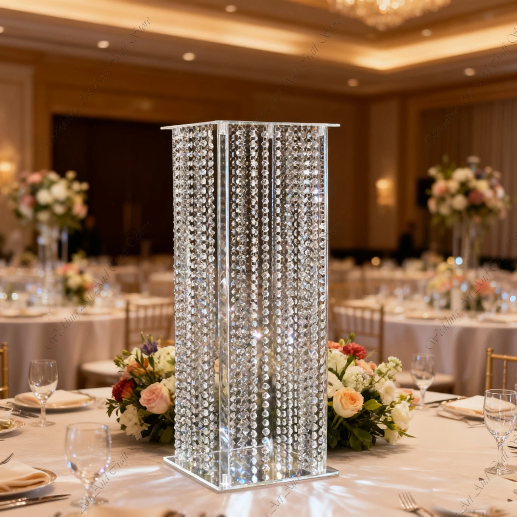 

10pcs f30 50-100cm Crystal Flower Display Stand Centerpiece Tall Acrylic Column Vase for Wedding Party Event Decoration ivy407