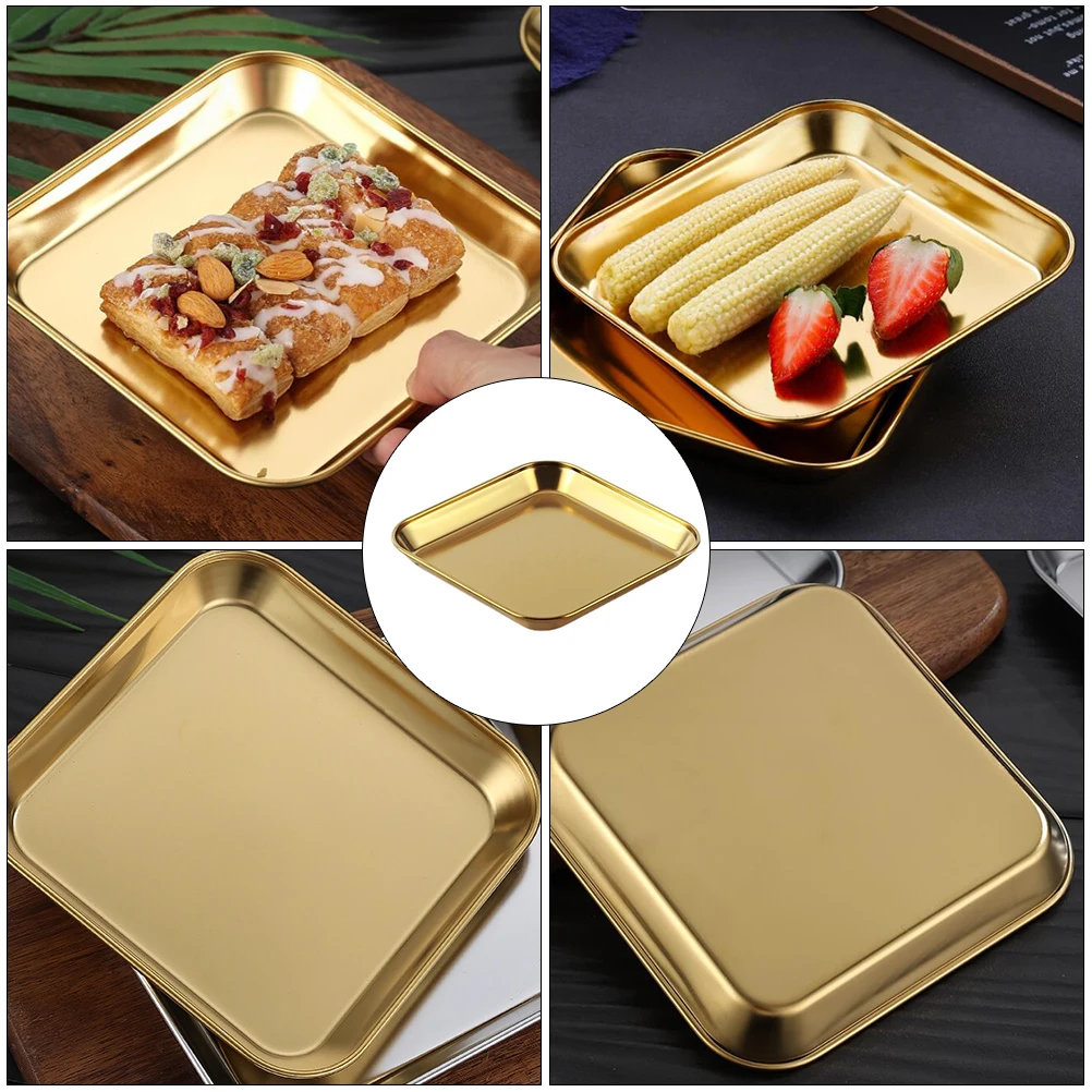 

1pc Stainless Steel Square Plate 304 Premium Material Smooth Surface Easy Clean Dinner Serving Tray Dessert Candy Storage Plates