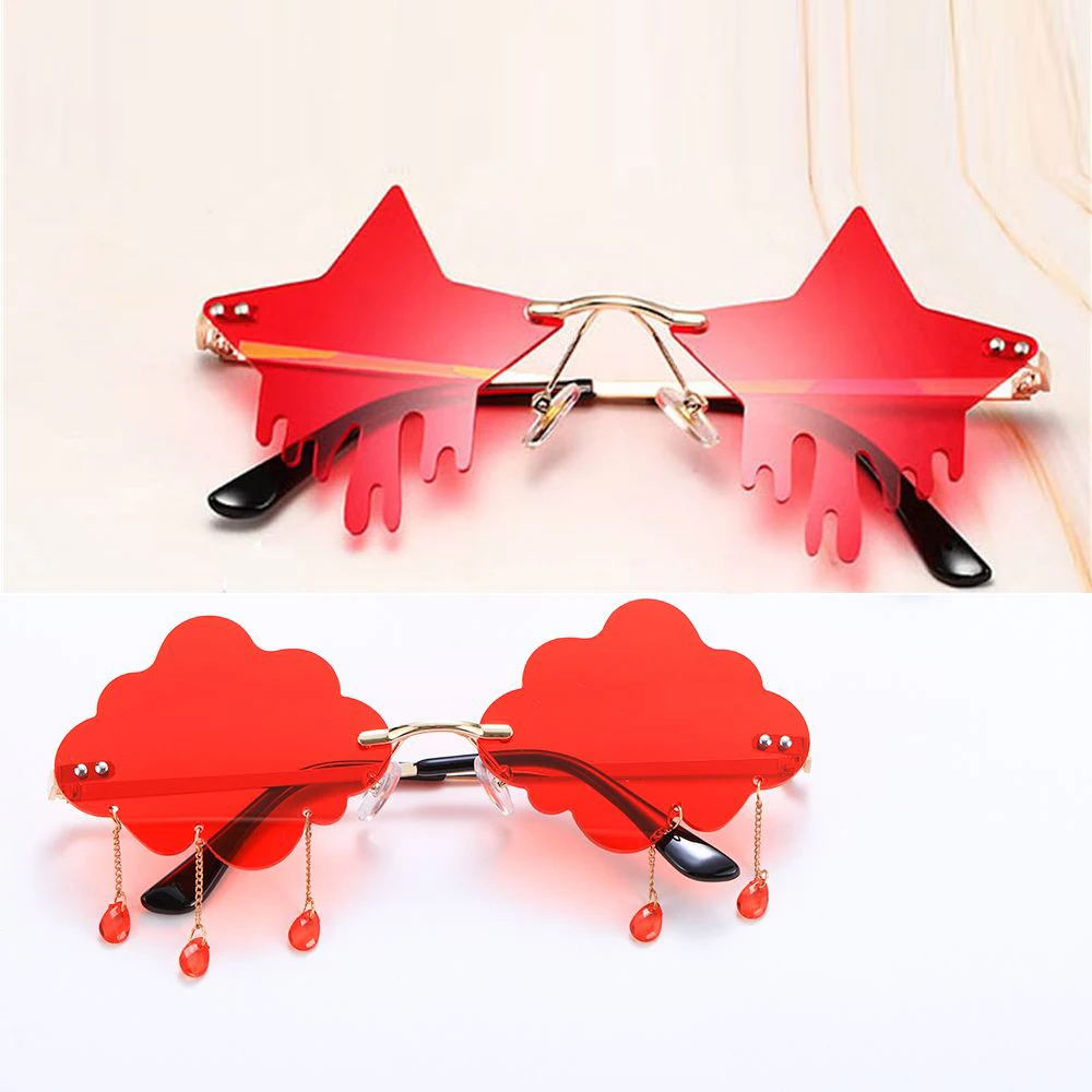 مضحك الغيوم ستار على شكل نظارات العصرية شرابة النظارات الشمسية الرجعية بدون إطار ظلال نظارات الشمس Steampunk نظارات UV400 #4