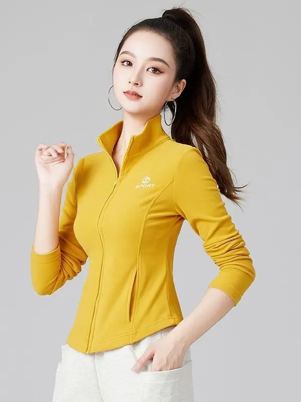 2026 New Autumn Winter Square Dance Outfit Embroidered Open Cardigan Sporty Fleece Stand Collar Short Coat for Women