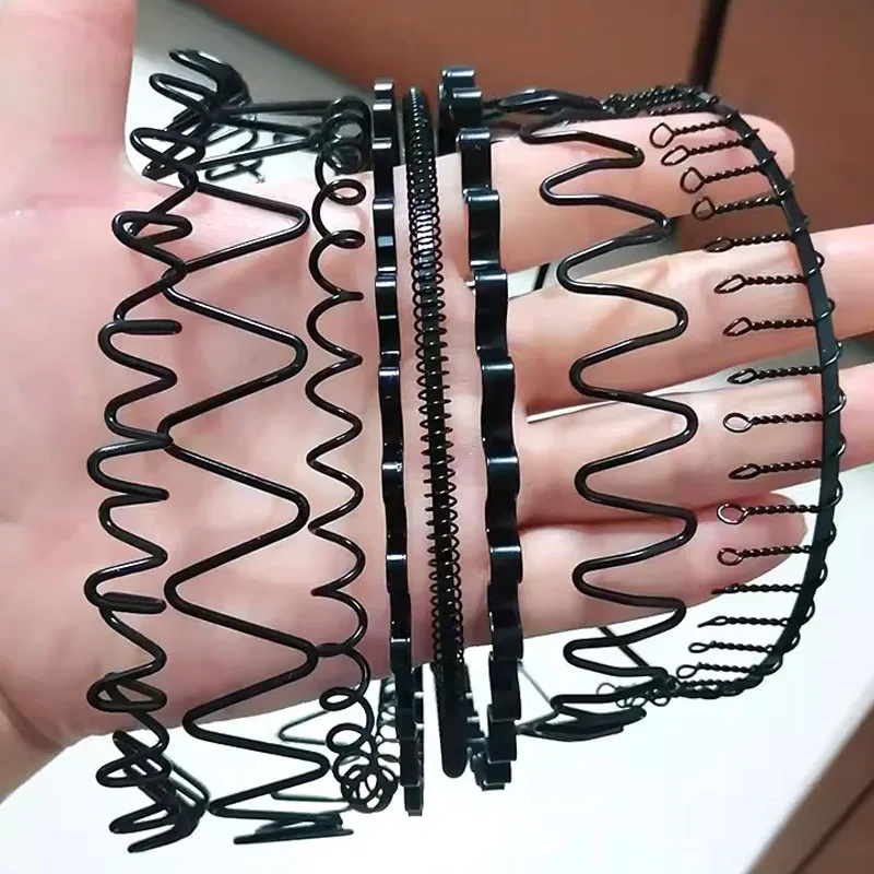 Metal Wave Hair Bands Universal Headband For Men And Women Non-slip Headband