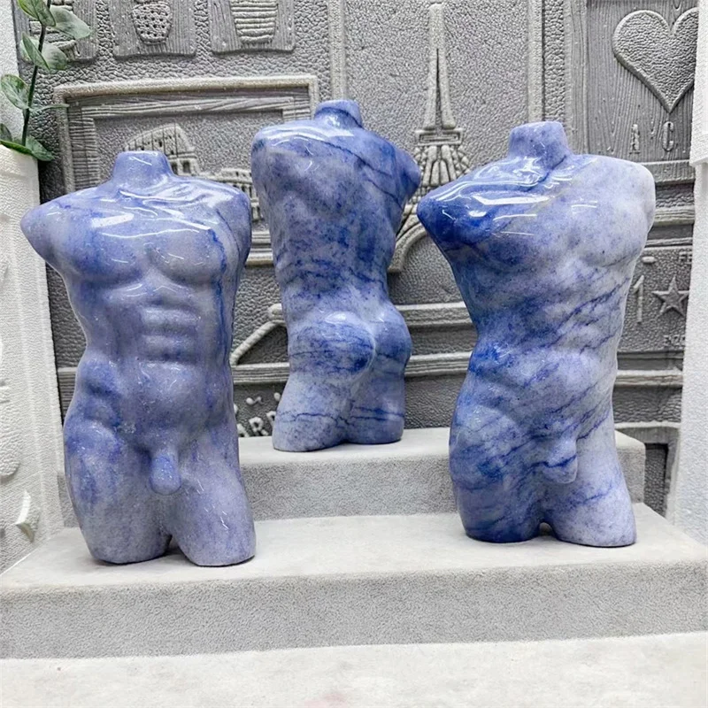 18CM Natural Blue Aventurine Lady Model Body Healing Crystal Modern Statue Naked Art Stone Gemstone Collectible Gift 1pcs