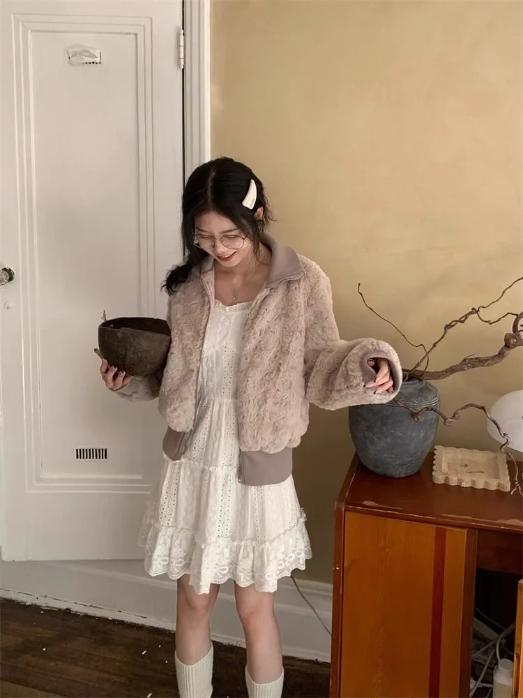 Coreano bonito sem mangas vestido de renda branca primavera verão de uma peça em camadas vestido deslizante plissado a linha curto mini vestido feminino