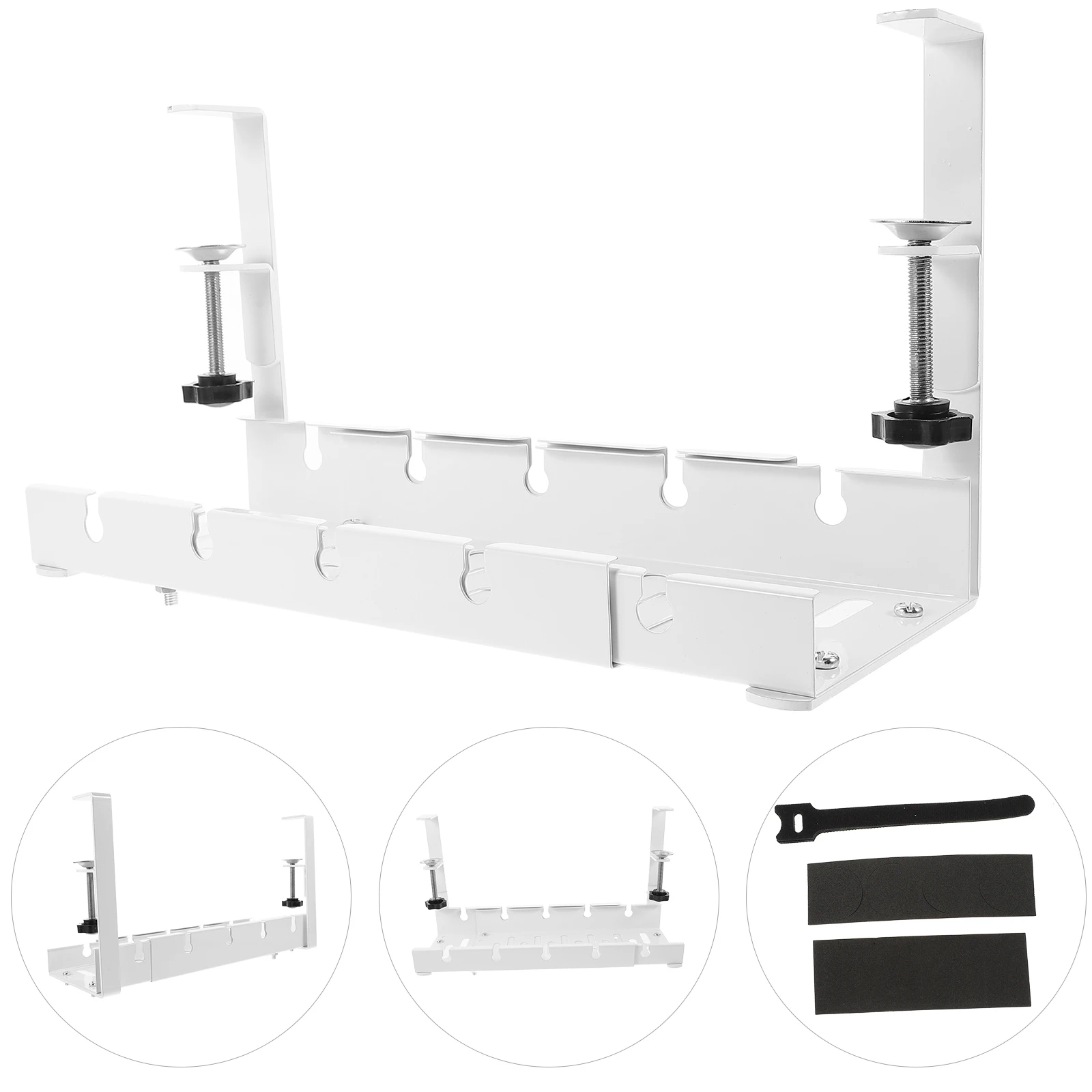 

Wire Cable Management Rack Organizer under Desk Organizers for Cords Tray White Holder