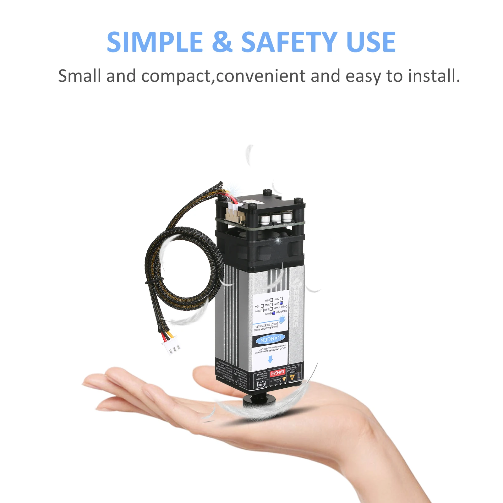 20W 450nm Laser Head Adjustable Focal Laser Cutting Module Laser Engraving Machine Accessories Aluminium Alloy Shell