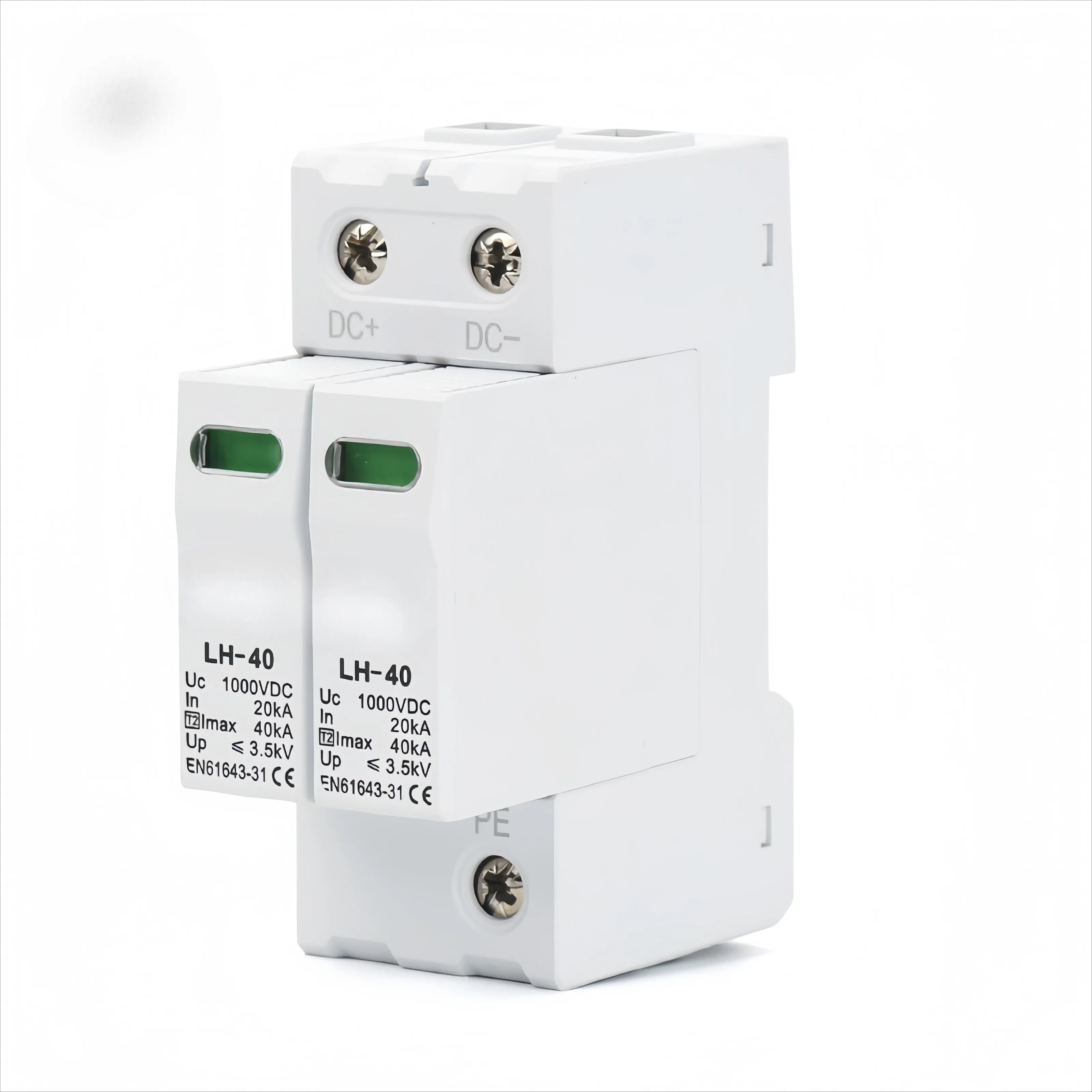 2P/3P T2 DC Surge Protector 1000V 20KA-40KA CE Certified for Solar System Lightning Protection