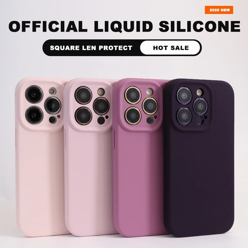 حافظة هاتف مغناطيسية من السيليكون السائل لهاتف آيفون 16E 16 14 15 Plus 12 13 16 Pro Max حافظة كاميرا Magsafe الرسمية غطاء ناعم