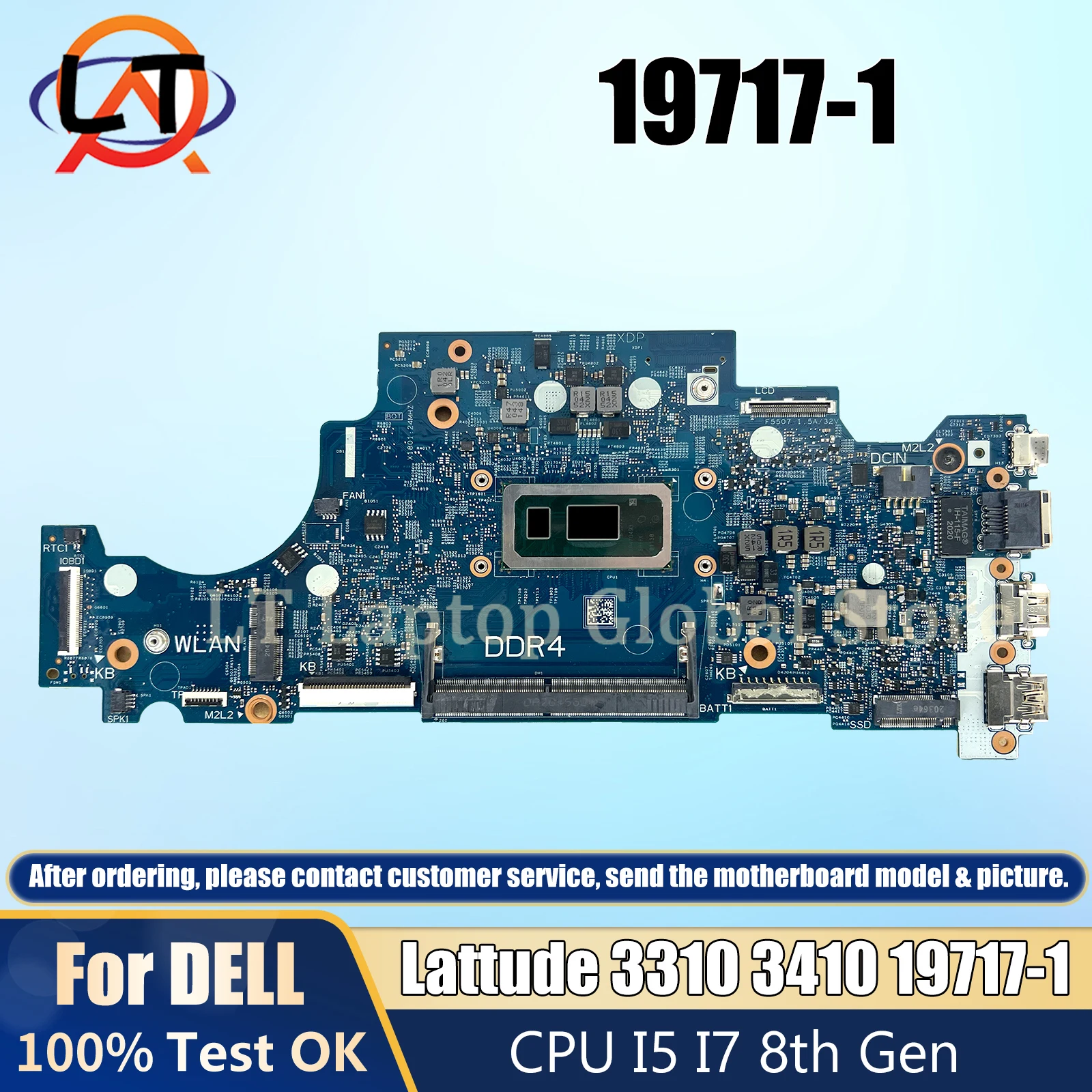 

Motherboard 19717-1 For Dell Lattude 3310 3410 06D967 6D967 06D915 6D915 Mainboard With i3 i5 i7 8th Gen CPU 100% Tested