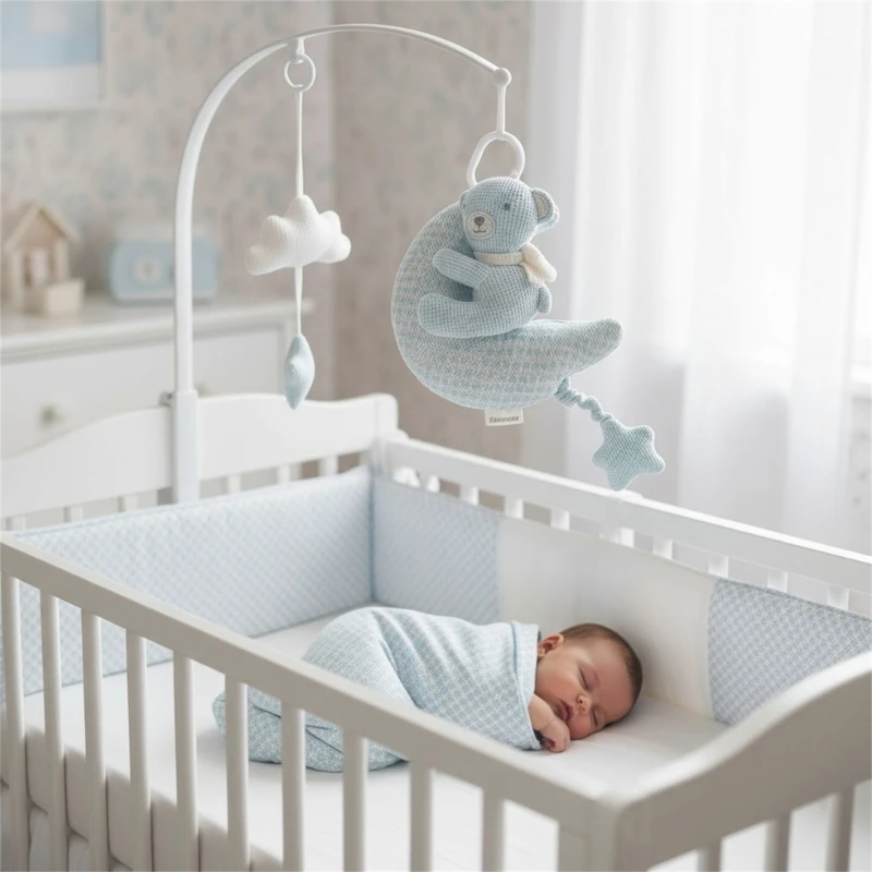 

Interactive Newborns Sensory Development Toy Textured Fabric Rattle with Safe Attachments 24BE