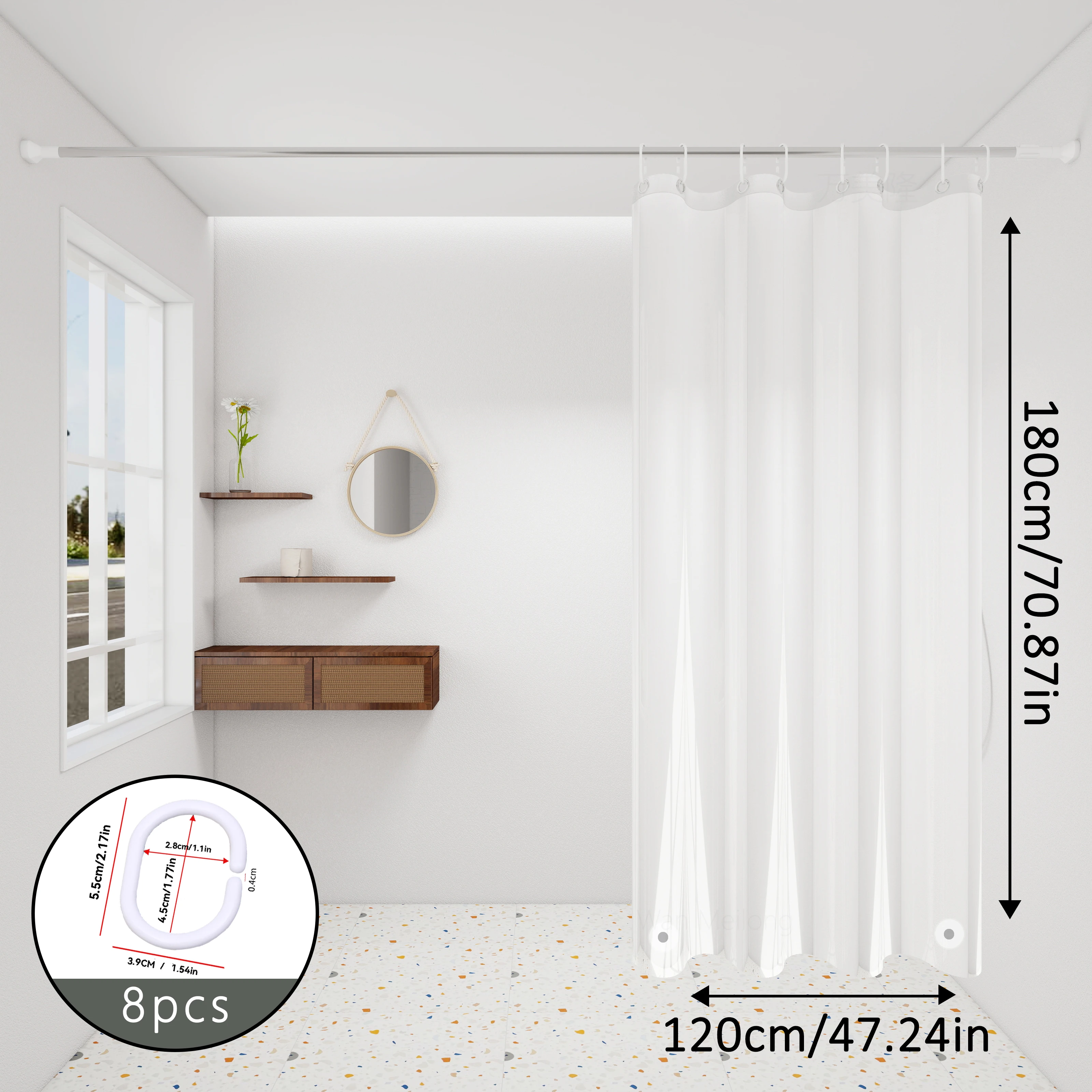 The Transparent Magnet Dry-Wet Separation Partition Shower Curtain Is Transparent and the Weighted Magnet Does Not Float
