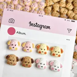 20PCS Colorful Adorable Powder Blusher Puppy Nail Charms Cartoon Creative Little Dog Head Resin Nail Art Decorations for DIY