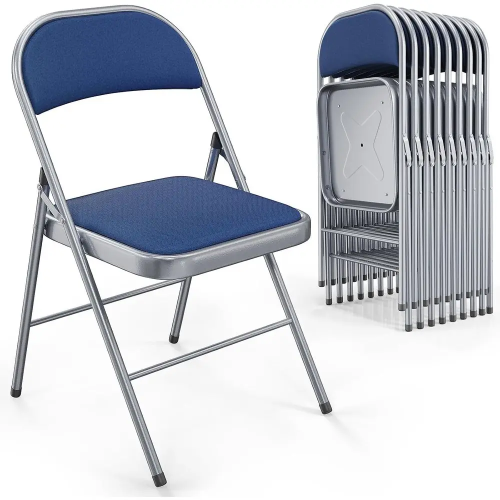 10 Pack olding Chairs with Padded Seats, Metal e with abric Seat & Back, acity 350 lbs, Blue, Set o 10