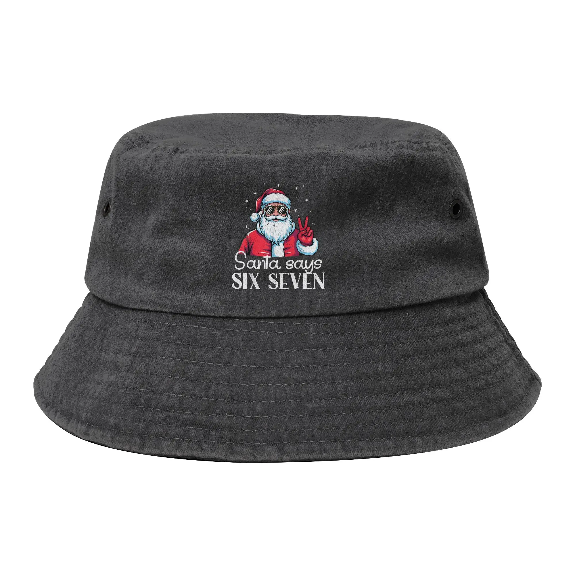 Picnic Santa Says 67 Meme 6 7 Christmas Six Seven Bucket Hat Unisex Distressed Denim Hot Sun Hats  Bob Hat Fishing Caps