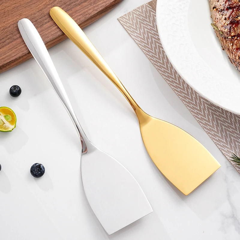Pala para freír sartén de acero inoxidable 304, cocina japonesa, Teppanyaki, pala pequeña, pala gruesa para panqueques, Pizza, carne, 1 Uds.