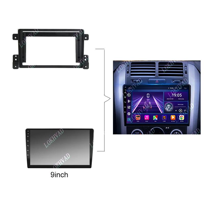 LOKHVAD 9 Inch Car Frame Fascia Adapter For Suzuki Super Grand Vitara 2005-2015 Android Radio Dash Fitting Panel view 2