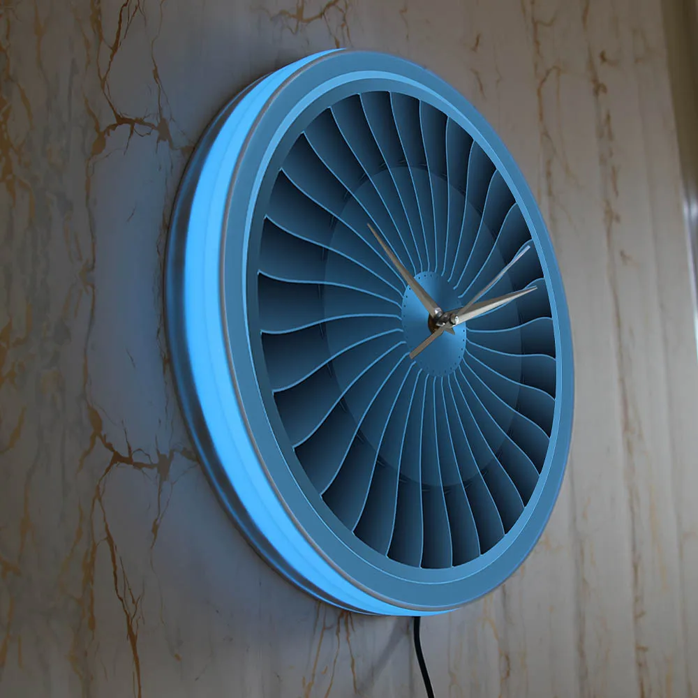 Jet Engine Turbine Fan Aviator Wall Clock Airplane Modern Wall Art Timepiece Aviation Home Decor Jet Artwork Pilot Wall Watch