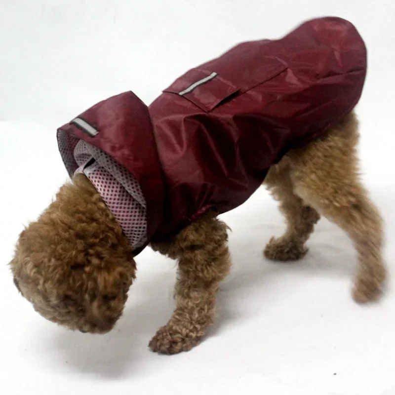 Impermeável Dog Raincoat com listra reflexiva, Hoodie Jacket, Rain Poncho, Pet Rainwear, Outdoor Dogs Acessórios