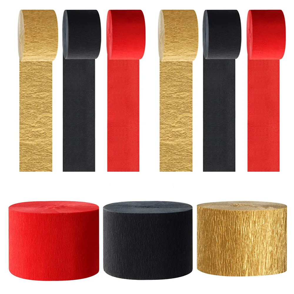 

Red-Black Gold Casino Theme Party Decorations Streamers 3 Rolls Wedding Birthday Baby Shower Crepe Tissue Paper Supplies Decor