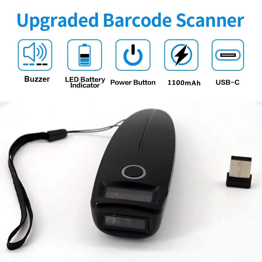 Imagem -03 - Barcode Scanner sem Fio 1d 2d Scanner de Código qr Usb Bluetooth Mini Leitor qr Bolso Ios Android Windows para Pagamento Móvel