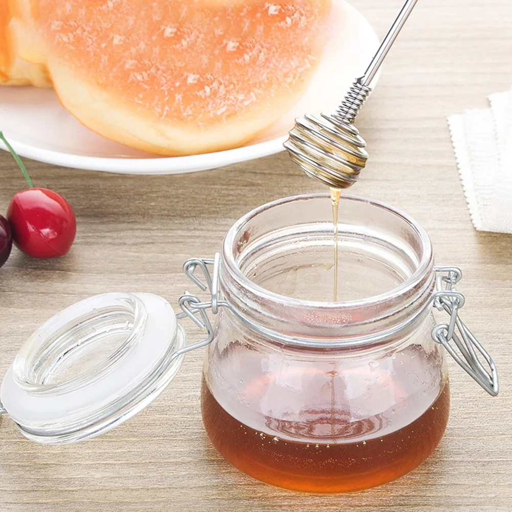 

5pcs Stainless Steel Honey Stirrer Easy Clean Viscous Liquid Dispenser For Honey Syrup Jam Extraction Stirring Rod Tool