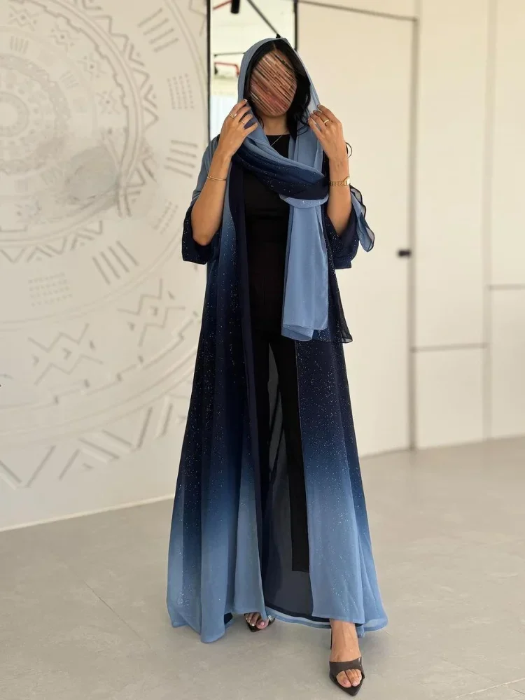 Eid Abaya musulmana cárdigan para mujer Jalabiya Marruecos Vestidos de fiesta Dubai Abayas brillantes Kaftan Vestidos árabe vestido largo 2024