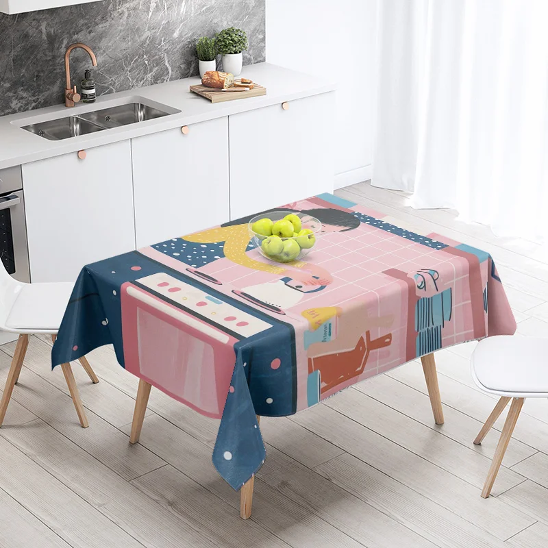 Abstract Plant Morandi Tablecloth Nordic Minimary Style Cafe Decorative Tablecloth Anti-Fading Hot Selling Style