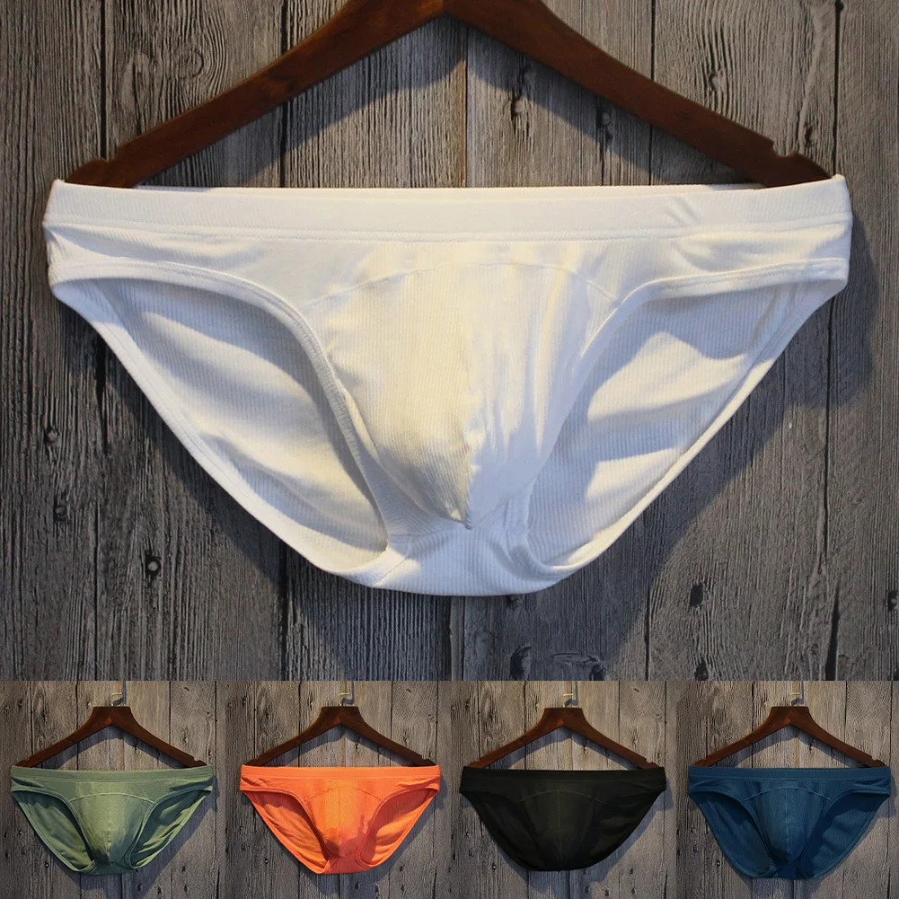 

Solid Striped Texture Men\\\\\\'s Briefs Underwear Featuring Breathable Fabric and U Convex Pouch for Comfortable Fit