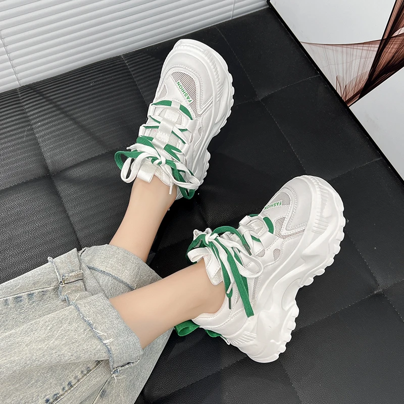 Women's Mesh Sneakers 2022 Summer New Ladies Platform Running Shoes Breathable Lightweight Tennis Female Vulcanized Sports Shoes