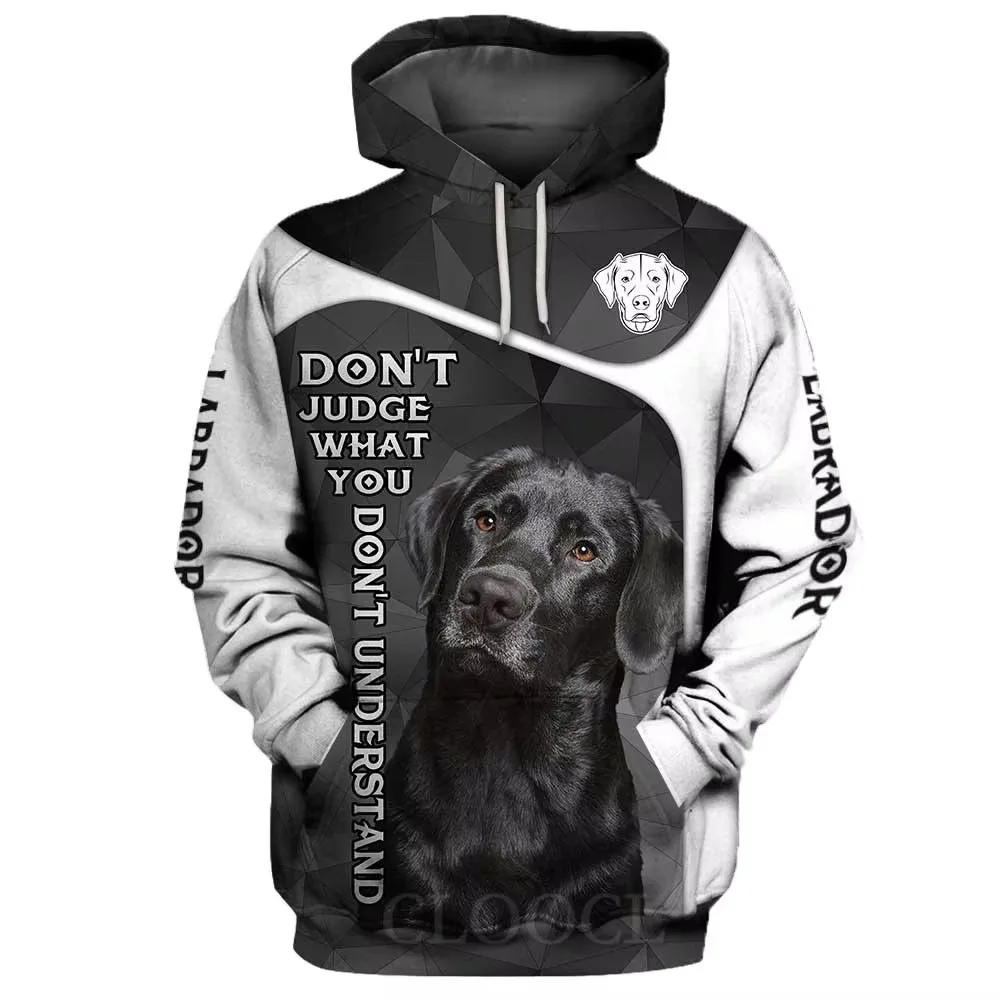 

HX Black Labrador Retriever Hoodies Don't Judge Hoodie Pets Dog Pocket Pullovers Sweatshirts Men Clothing Dropshipping