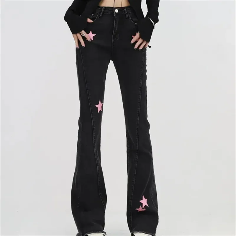 Micro-Flared Jeans Female 2024 Spring New Casual Fashion Flared Trousers Woman Clothing Denim Pant Streetwear High Waist Slim